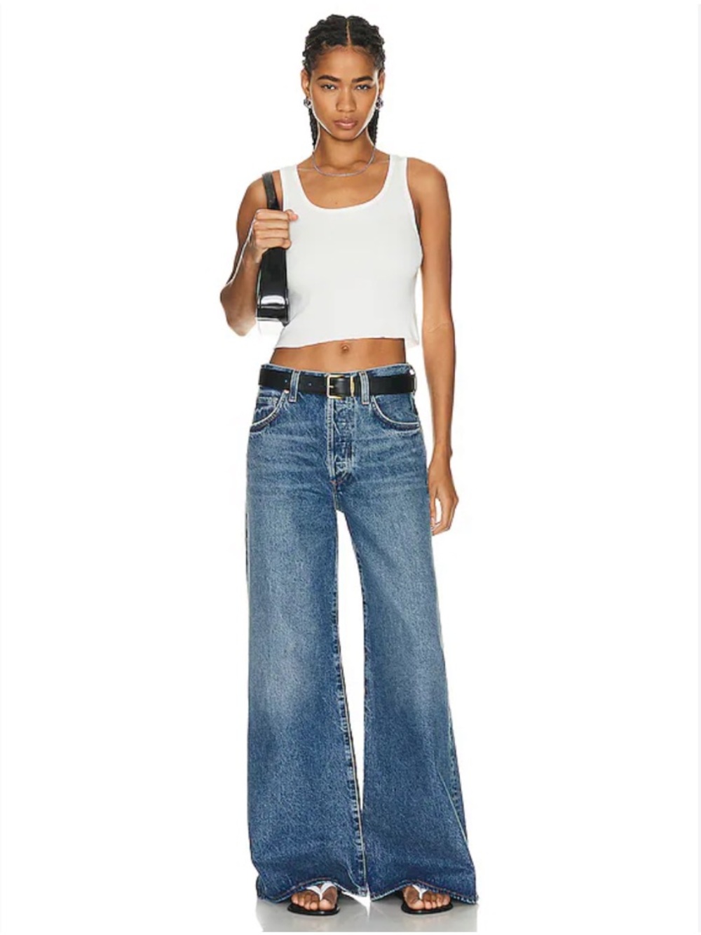 Citizens Of Humanity Jeans Beverly Slouch Boot Wide Leg in Corsage Blue Denim